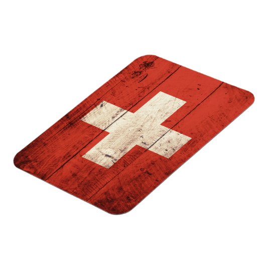 Magnet Flexible Ancien drapeau suisse en bois (Côté Gauche)