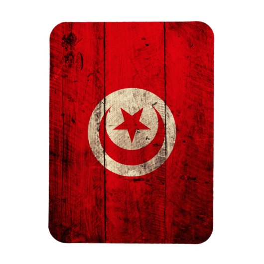Magnet Flexible Ancien drapeau tunisien en bois (Vertical)