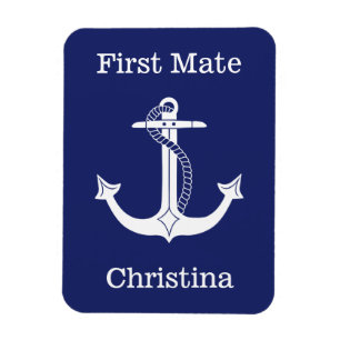 Magnet Flexible Ancre blanche Nautical First Mate personnalisée