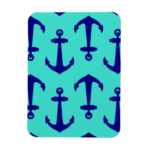 Magnet Flexible Ancre Bleue Marine Sur Décor Côtier Turquoise
