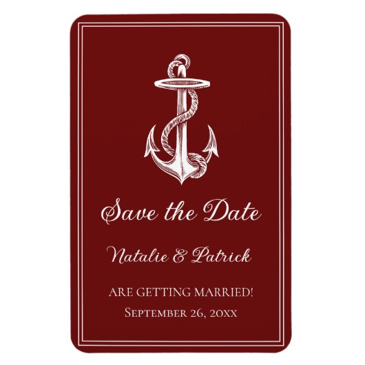 Magnet Flexible Ancre marine rouge Enregistrer l'aimant de date (Vertical)