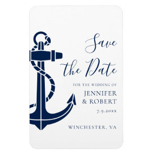 Magnet Flexible Ancre nautique Mariage côtier Enregistrer la date