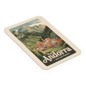 Magnet Flexible Andorre Illustration Voyage Art Vintage (Côté Droit)