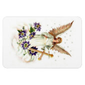 Magnet Flexible Ange avec croix et fleurs de clématite (Horizontal)