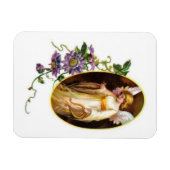 Magnet Flexible Ange avec harpe et fleurs de clématite (Horizontal)