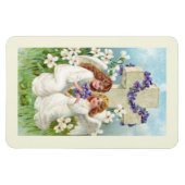 Magnet Flexible Anges Mignons Avec Croix Et Fleurs (Horizontal)