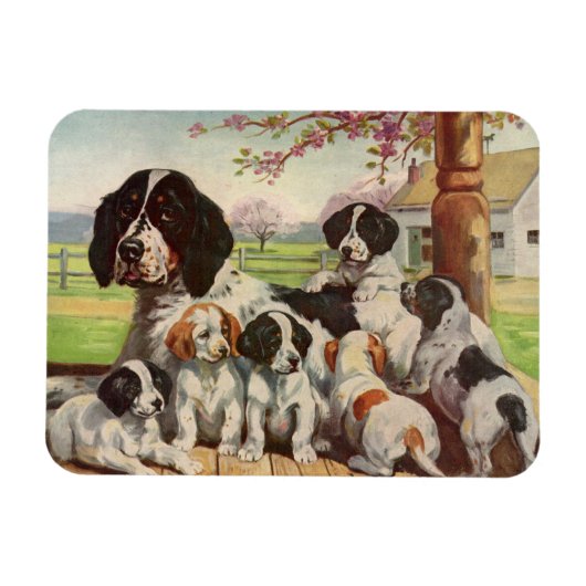 Magnet Flexible Anglais Springer Spaniel maman et chiots (Horizontal)