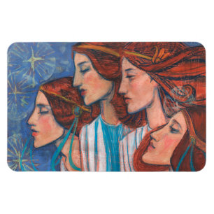 Magnet Flexible Angles Art Nouveau Gingembre Auburn Red Hair Femme