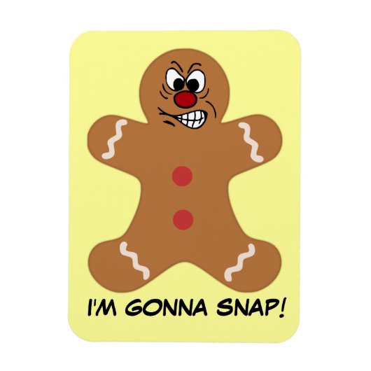 Magnet Flexible Angry Gingerbread Homme Cookie (Vertical)
