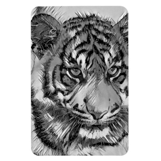Magnet Flexible AnimalArtBW_Tiger_009 (Vertical)