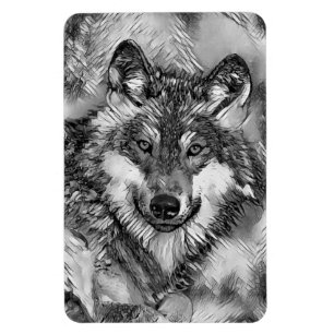 Magnet Flexible AnimalArtBW_Wolf_001