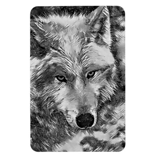 Magnet Flexible AnimalArtBW_Wolf_002 (Vertical)