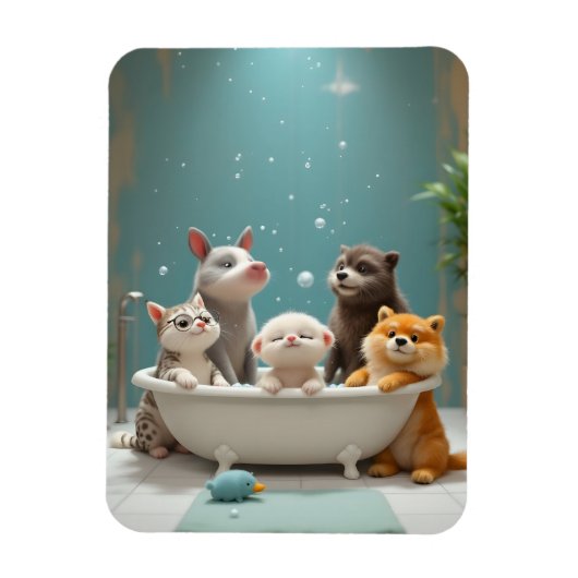 Magnet Flexible Animaux amusants dans la baignoire (Vertical)