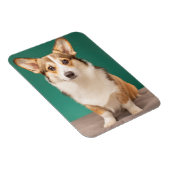 Magnet Flexible Animaux de bébés cutest | Corgi sur Turquoise (Côté Droit)