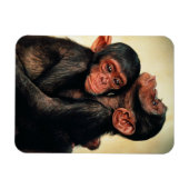 Magnet Flexible Animaux de bébés cutest | Hug de chimpanzé (Horizontal)
