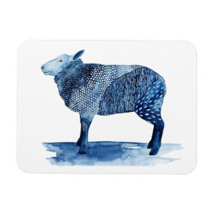 Magnet Flexible Animaux de ferme de bleu de cobalt - moutons