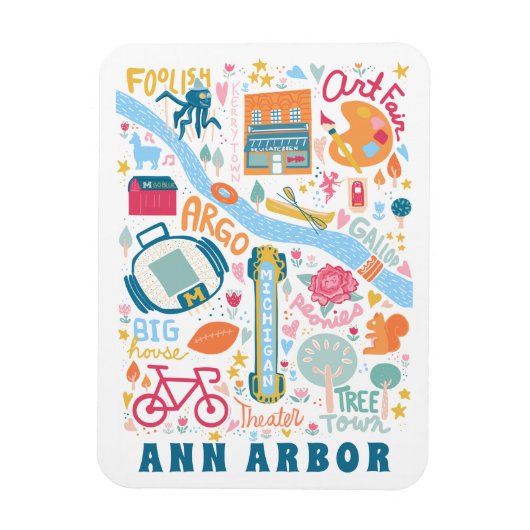 Magnet Flexible Ann Arbor Michigan Carte Choses favorites (Vertical)