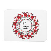 Magnet Flexible Anneau rose Monogramme personnalisé initial (Horizontal)