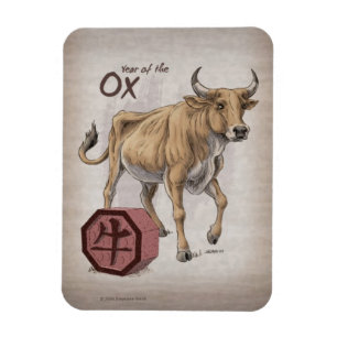 Magnet Flexible Année de l'Ox Chinese Zodiac Art
