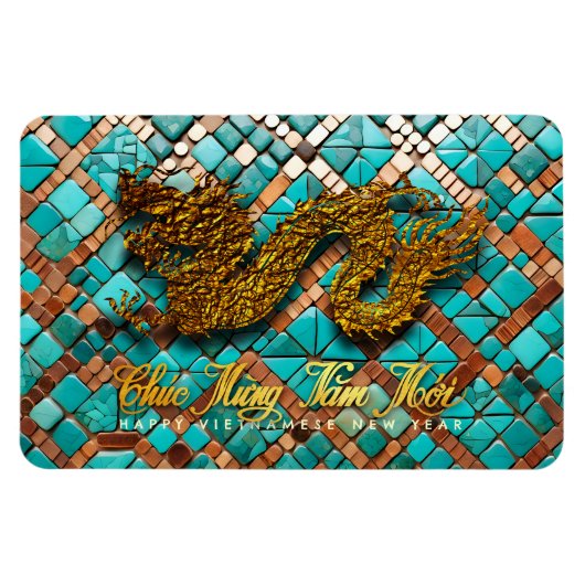 Magnet Flexible Année dragon vietnamienne d'or 2024 Mosaic RecPM (Horizontal)