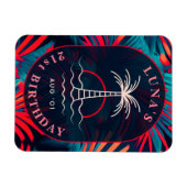 Magnet Flexible Anniversaire Beach party Palm tree coucher de sole (Horizontal)