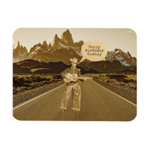 Magnet Flexible Anniversaire Cowboy Chantant Vintage