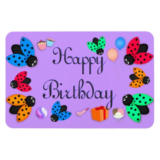 Magnet Flexible anniversaire de Ladybugs (Horizontal)