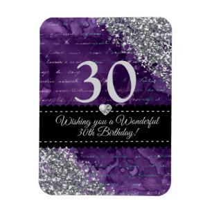 Magnet Flexible Anniversaire Heureuse Sirène Violette Paillettes A
