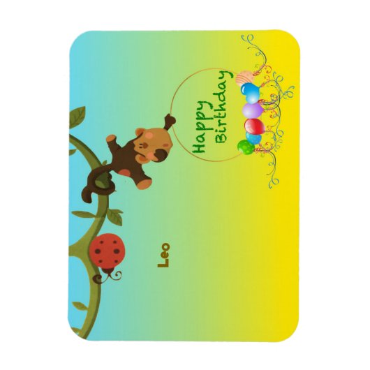Magnet Flexible Anniversaire - Jouer à thème de singe (Vertical)