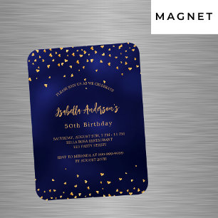 Magnet Flexible Anniversaire marine bleu coeur or script luxe