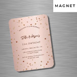 Magnet Flexible Anniversaire or rose étoiles simple invitation de<br><div class="desc">Pour une soirée d'anniversaire élégante de 21e (ou tout âge). Un arrière - plan rose à gradient or. Décoré d'étoiles. Personnalisez et ajoutez un nom,  des détails du parti. Le nom est écrit avec un script de style manuscrit</div>