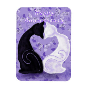 Magnet Flexible Anniversaire romantique avec Chat Couple