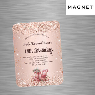 Magnet Flexible Anniversaire rose chariot or luxe invitation