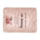 Magnet Flexible Anniversaire rose chariot or luxe invitation (Horizontal)