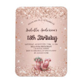 Magnet Flexible Anniversaire rose chariot or luxe invitation (Vertical)