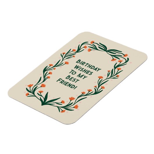 Magnet Flexible Anniversaire Souhaite cadre floral élégant (Côté Gauche)