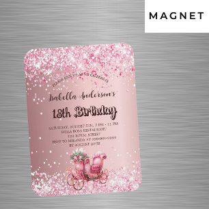 Magnet Flexible Anniversaire voiture rose girly luxe invitation