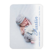 Magnet Flexible Annonce de naissance bleue simple avec nom de scri (Vertical)