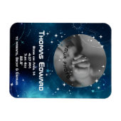 Magnet Flexible Annonce de naissance Céleste Bleu Profond Espace (Horizontal)