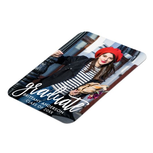 Magnet Flexible Annonce de remise de diplôme photo écriture pincea (Côté Gauche)