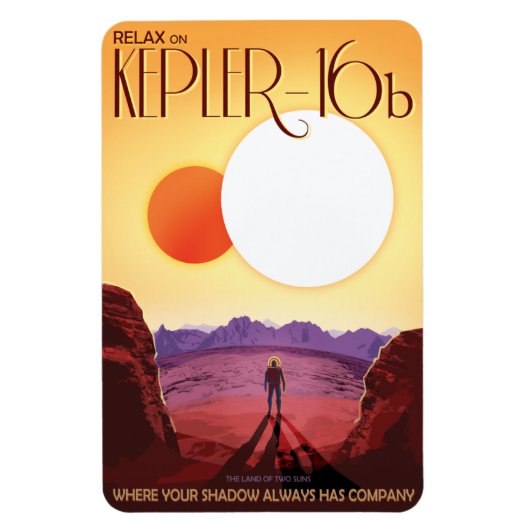 Magnet Flexible Annonce de voyage Sci-Fi, Planet Kepler-16b (Vertical)