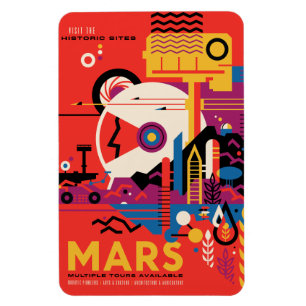 Magnet Flexible Annonce de voyage Sci-Fi, Planète Mars