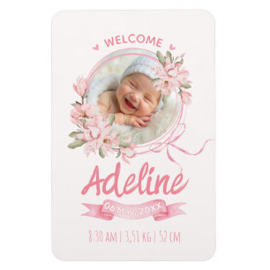 Magnet Flexible annonces de naissance personnalisées bébé bleu flo