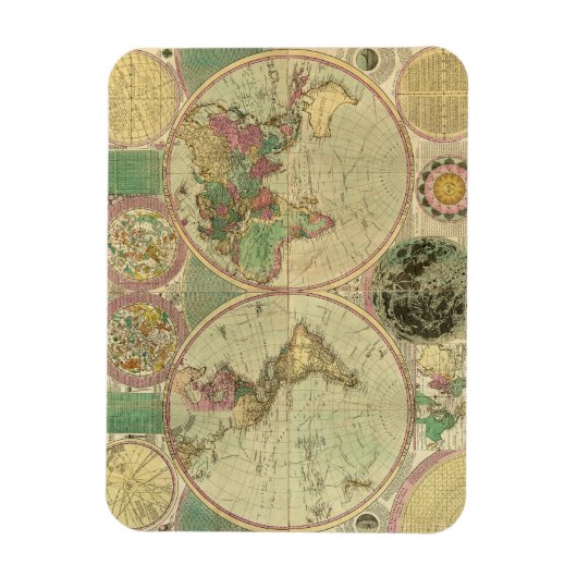 Magnet Flexible Antique World Map by Carington Bowles, environ 178 (Vertical)