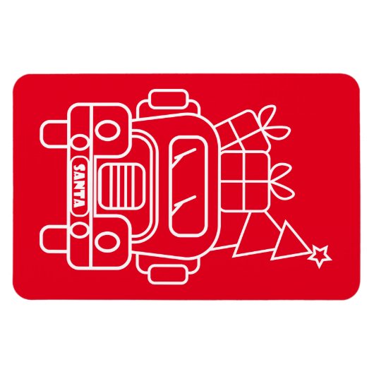 Magnet Flexible Aperçu camion de Noël Père Noël voiture vue avant (Horizontal)