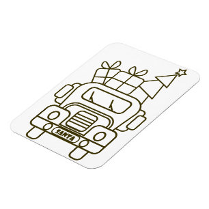 Magnet Flexible Aperçu camion de Noël Père Noël voiture vue avant