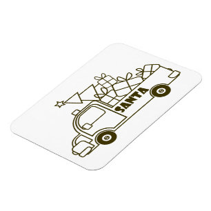 Magnet Flexible Aperçu camion de Noël Père Noël vue côté voiture