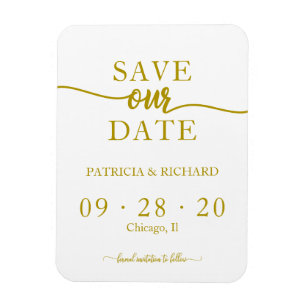 Magnet Flexible Appel doré Calligraphie Non Photo Mariage Enregist