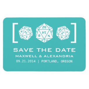 Magnet Flexible Aqua D20 Dice Gamer Enregistrer l'aimant Date