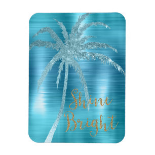 Magnet Flexible Aqua Glitz Parties scintillant Palm Tree Tropical
